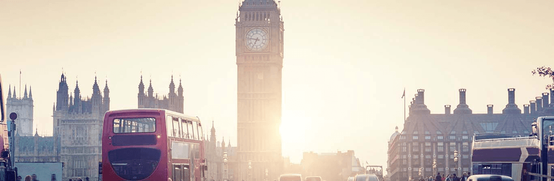 London clock tower during sunset