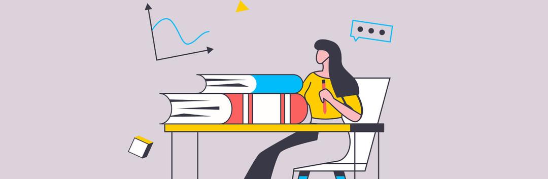 a doodle of a student reading a book