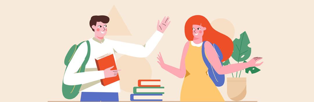 Doodle of 2 students