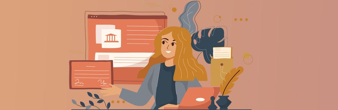 a doodle of a female student
