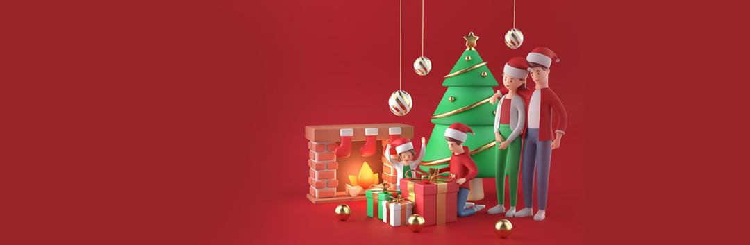 A photograph of a family celebrating Christmas