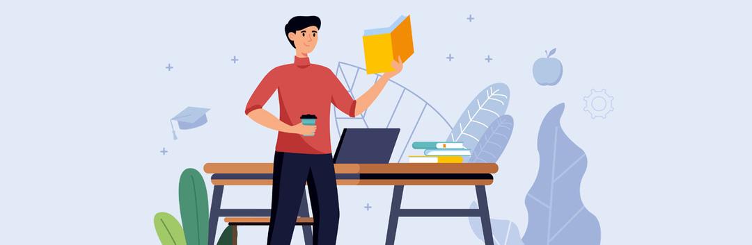 doodle of a guy having a coffee and reading a book