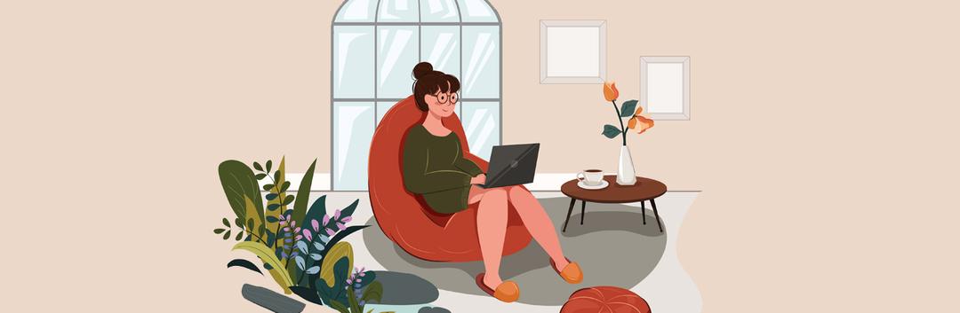 doodle of woman working in a laptop
