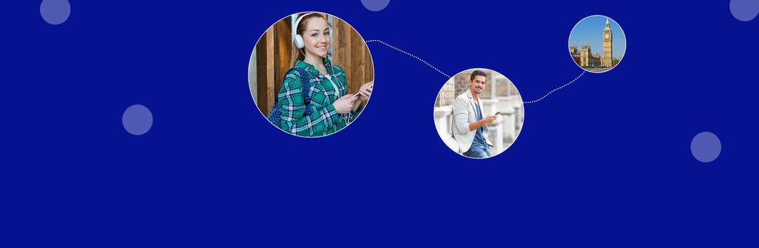 Overseas students using their mobiles and the Big Ben of the United Kingdom